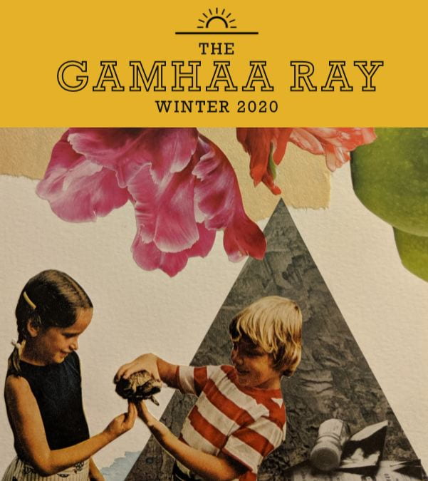 magazine cover of the GAMHHA Ray Winter 2020. Includes a collage of two children in front of abstract images