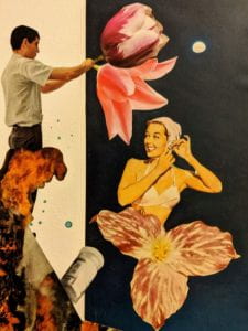 collage of man and women with flowers